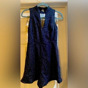 Abercrombie & Fitch NWT Size XS Black Metallic Lined Romper-High Neck Cutout